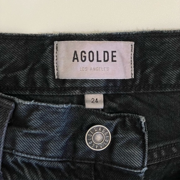 Agolde Jamie High Rise Classic Slim Fit Rigid Denim Jean Rematch Washed Black 24 - Picture 9 of 11